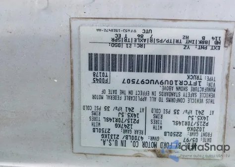 1997 Ford Ranger Splash/Xl/Xlt from USA, damaged, VIN 1FTCR10U9VUC97507